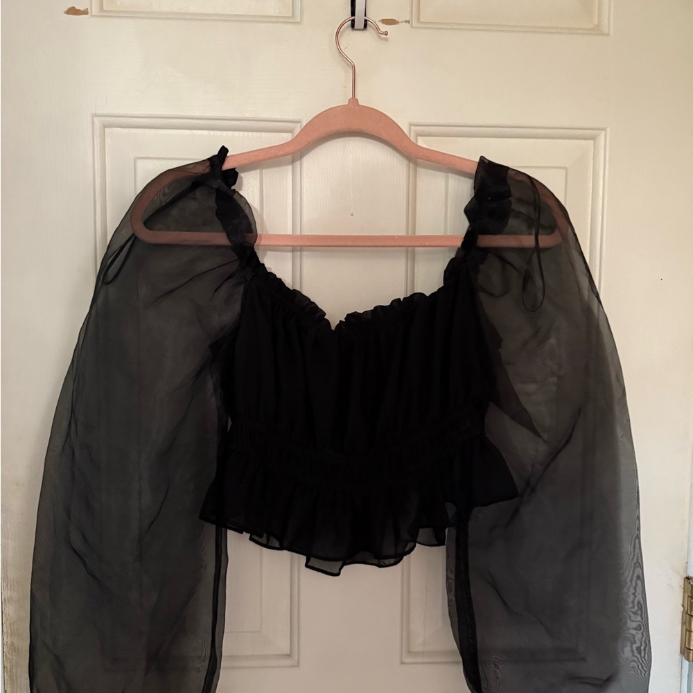 Fashion Nova Black Sheer Blouse